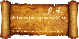 Jelenovics Annunciáta névjegykártya